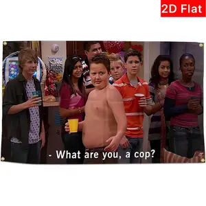 2D Flat Banner 1pc, Fun Flag Gibby Are You a Cop?, Four Eyelets for Easy Hanging, Suitable for Indoor Outdoor Dorm Parties