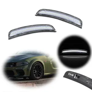 2pcs Clear Lens LED Front Side Marker Lamps Lights White For Dodge Charger 2015 2016 2017 2018 2019 2020 20212022,Replace OEM  68214404AA（Right Front）68214405AA（Left Front）