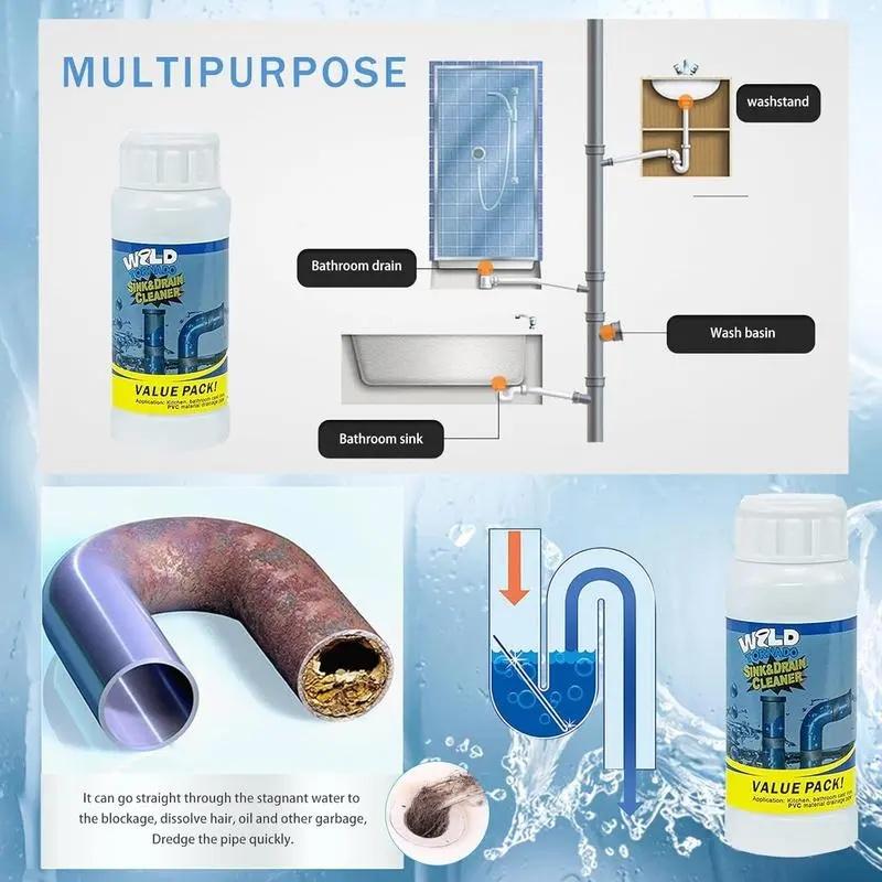 2PCS Pipe Dredging Agent for Kitchen and Toilet Pipelines,Dissolves 200+ Blockages and Kills 99% of Bacteria.