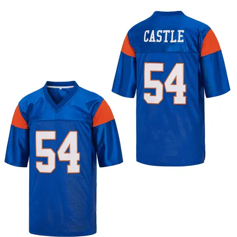 Men's Blue Mountain State Movie Football Fan Jersey - #7 Alex Moran/#54 Thad Castle, Blue-White Embroidery Sportswear, Football Athletic Shirt, S-3XL, Christmas & New Year Gifts，lightweight jersey
