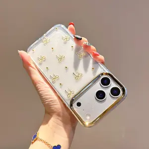 Elegant Bow Phone Case, Sparkling Rhinestone Design, Compatible with iPhone iPhone 11/12/13/14/15/16/17 Pro/Pro Max/Plus , Perfect Gift for Women