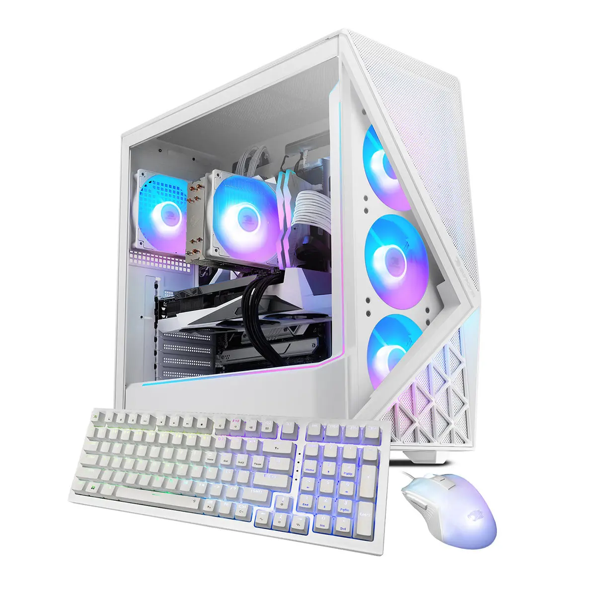iBUYPOWER Slate SWI7N56T01 Gaming Desktop Computer, Intel Core Ultra 7 265F 2.4GHz, 32GB RAM, 2TB SSD, NVIDIA GeForce RTX 5060 Ti 8GB, Windows 11 Home, White