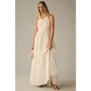 Anthropologie Forever That Girl Tiered Ruched Back Bow Dress SMALL