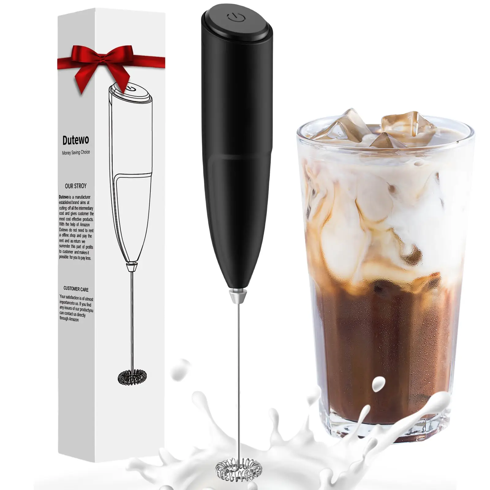 Electric Hand Mixer Milk Frother for Coffee - Handheld Foam Maker for Lattes, Cappuccino, Frappe, Matcha, and Hot Chocolate Egg Beater Macchiato Batte