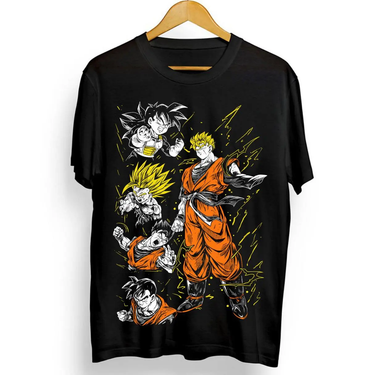 Dragon Ball Z Vintage Shirt Son Goku Gohan Goten SUPER SAIYAN Black Tee All Size Classic Cotton