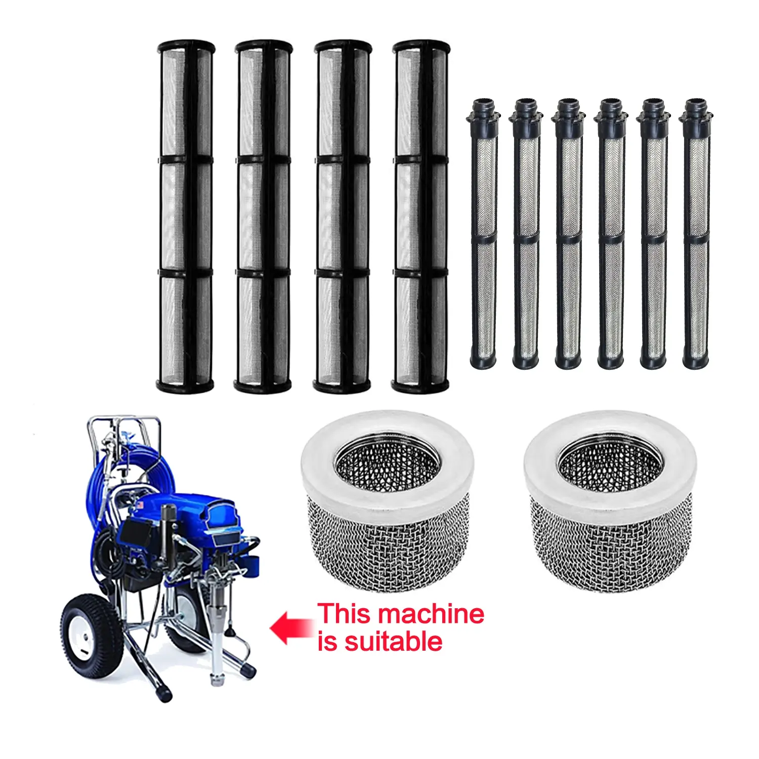 12-Piece Airless Spray Gun Filter Kit, Paint Spraying Tool, Paint Sprayer Accessories, Includes 2 Pump Filters & 4 Internal Core Filters, Compatible with Models 695-7900 Series