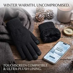 Winter Touch Screen Gloves for Men and Women - Thickened Dual-Layer Knit Lining, Thermal Running Gloves for Cold Weather, Cycling, Skiing, Outdoor Sports, Warm and Comfortable
