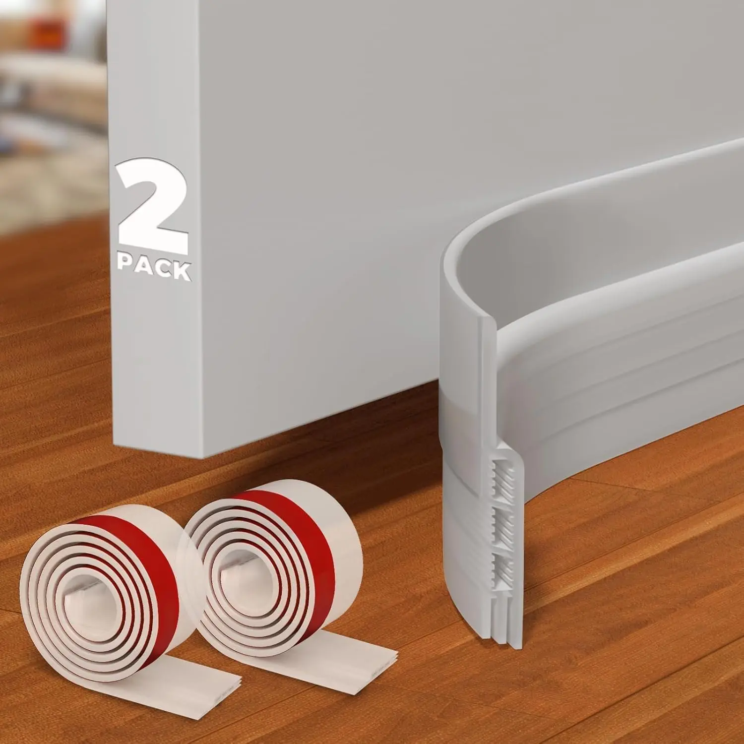 2 Door Draft Stopper Sheets, Rolls & Strips Under Door Draft Blocker Insulator Door Sweep Weather Stripping Noise Stopper  Adhesive, Transparent