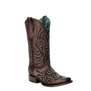 Corral Ladies Western Embroidery Brown Square Toe Boots Z5301