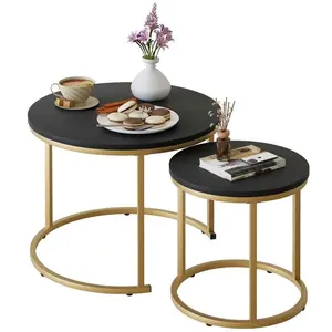 1 Set Nesting Coffee  ,Modern Living Room Coffee  Sets table Mirrored Console with Inlay Marble Dining Mobile Standing Desk Wheels