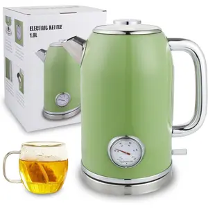 Retro Electric Kettle with Thermometer, 1.8L Stainless Steel  Kettle,  Boiling Water Kettle with Auto Shut Off, , Green