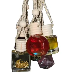 Car Diffuser for Fresh Scent - High-Quality Glass & Bamboo Wooden Cap - Lasts Up to 5 Months - No Warranty - Compact Design for Easy Installation