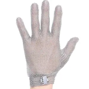 Cut Resistant Glove Metal Mesh Chainmail (Large), Butcher Glove for Meat Cutting, Food Grade
