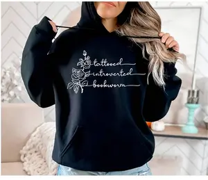 Tattooed Introverted Bookworm Hoodie, Bookish Hoodie