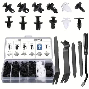 105-Piece Car Fastener Kit, Universal Plastic Screws & Nuts Set, Includes Removal Tools & Door Panel Bumper Clips, Vehicle Decoration & Repair, Automotive Accessories
