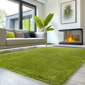 Large Size Shaggy Rugs, Big Plush Area Rug, Non-slip Soft Fluffy Carpet Mats for Livingroom Bedroom Nursery Home Decor Green