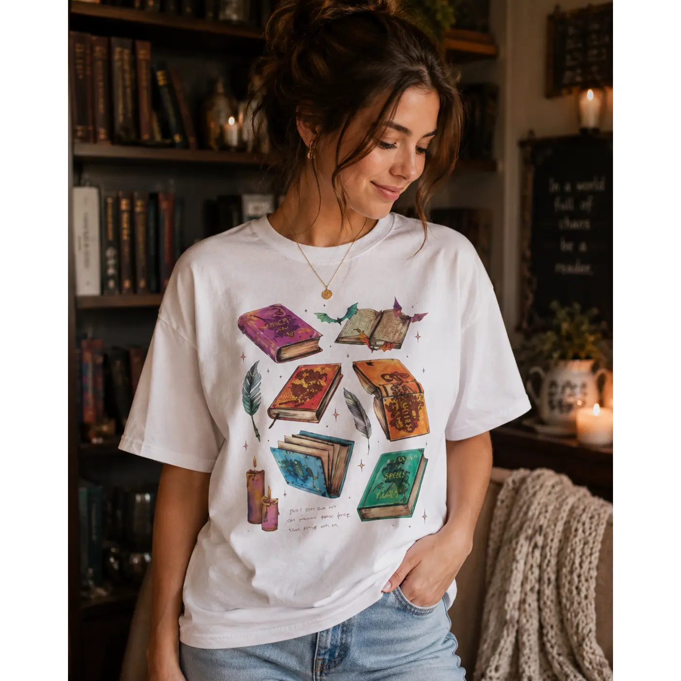 A Court of Thorns and Roses Tee — Magical Bookshelf Graphic T‑Shirt