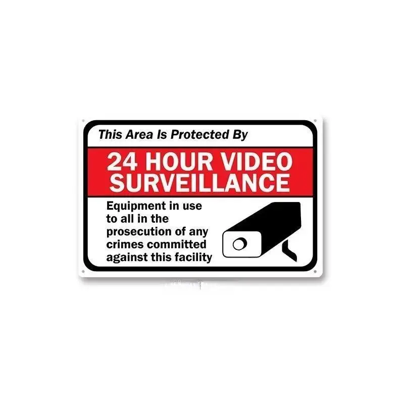Metal Sign No Trespassing Tin Warning Sign 24 Hour Video Surveillance Property Poster Plate Yard Rigid Safety Sign 20*30cm