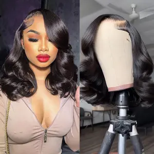 Body Wave 13x4 HD Lace Front Wigs Human Hair 250% Density Bob Wig Human Hair Pre Plucked Glueless Wigs for Women Frontal Bob Wigs Natural Black Color
