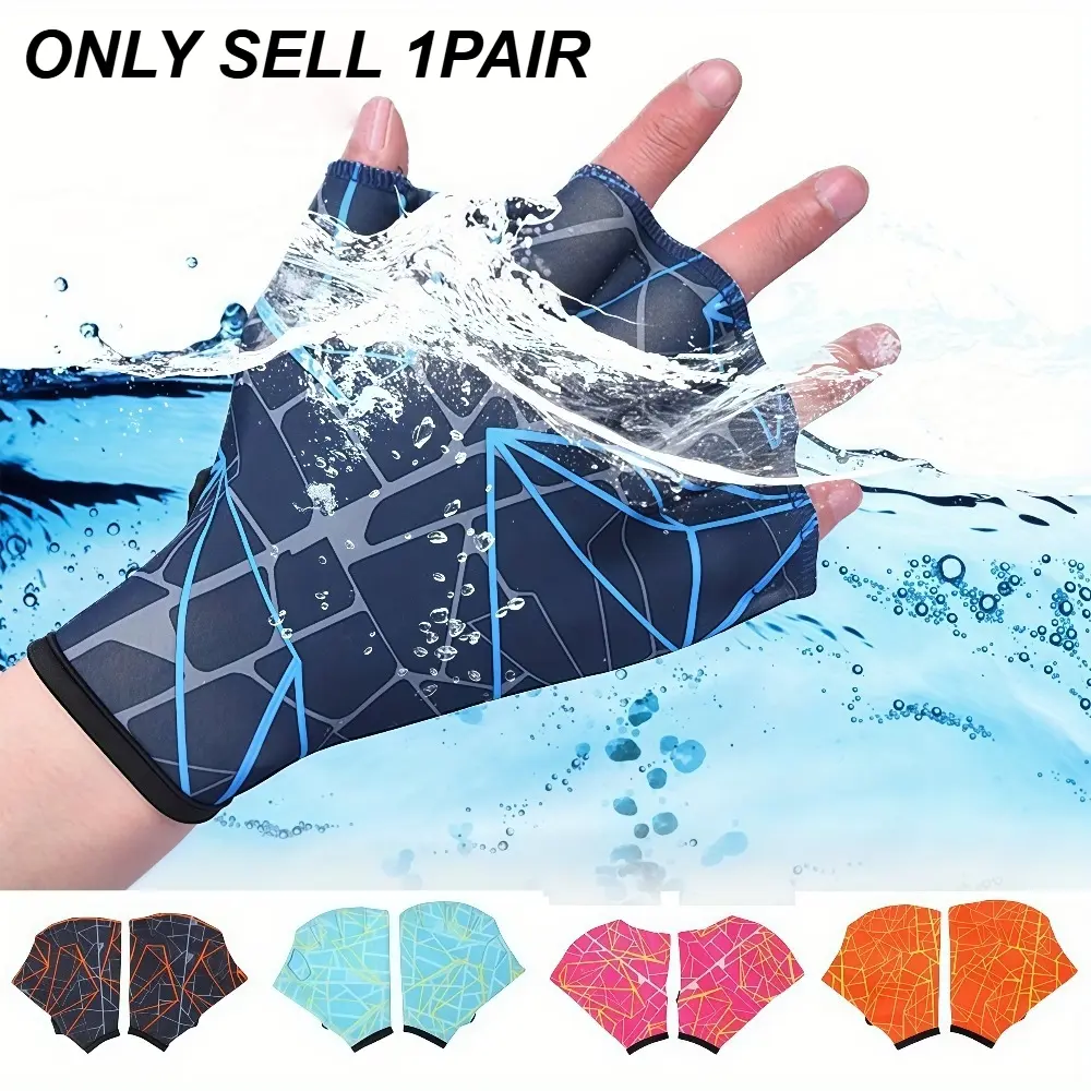 Neoprene Webbed Gloves for Water Swimming, Diving & Snorkeling – Textured Palm Swim Fins for Hands, Adjustable Diving Paddle Gloves with Duck Feet Design for Enhanced Propulsion