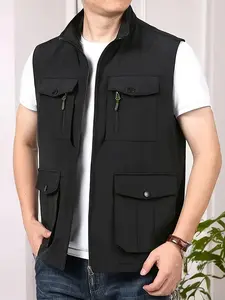 Men's Workwear Vest Multi-Pocket Quick-Dry Fishing Vest Casual Gilet Outdoor Jacket, Durable & Versatile Design