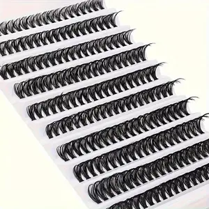 Individual Fluffy False Eyelashes, 200pcs/box Thick Self Grafting D Curl Eyelashes, Natural Look Eyelash Extensions, Makeup Tools for Women, Valentine's Day Gift