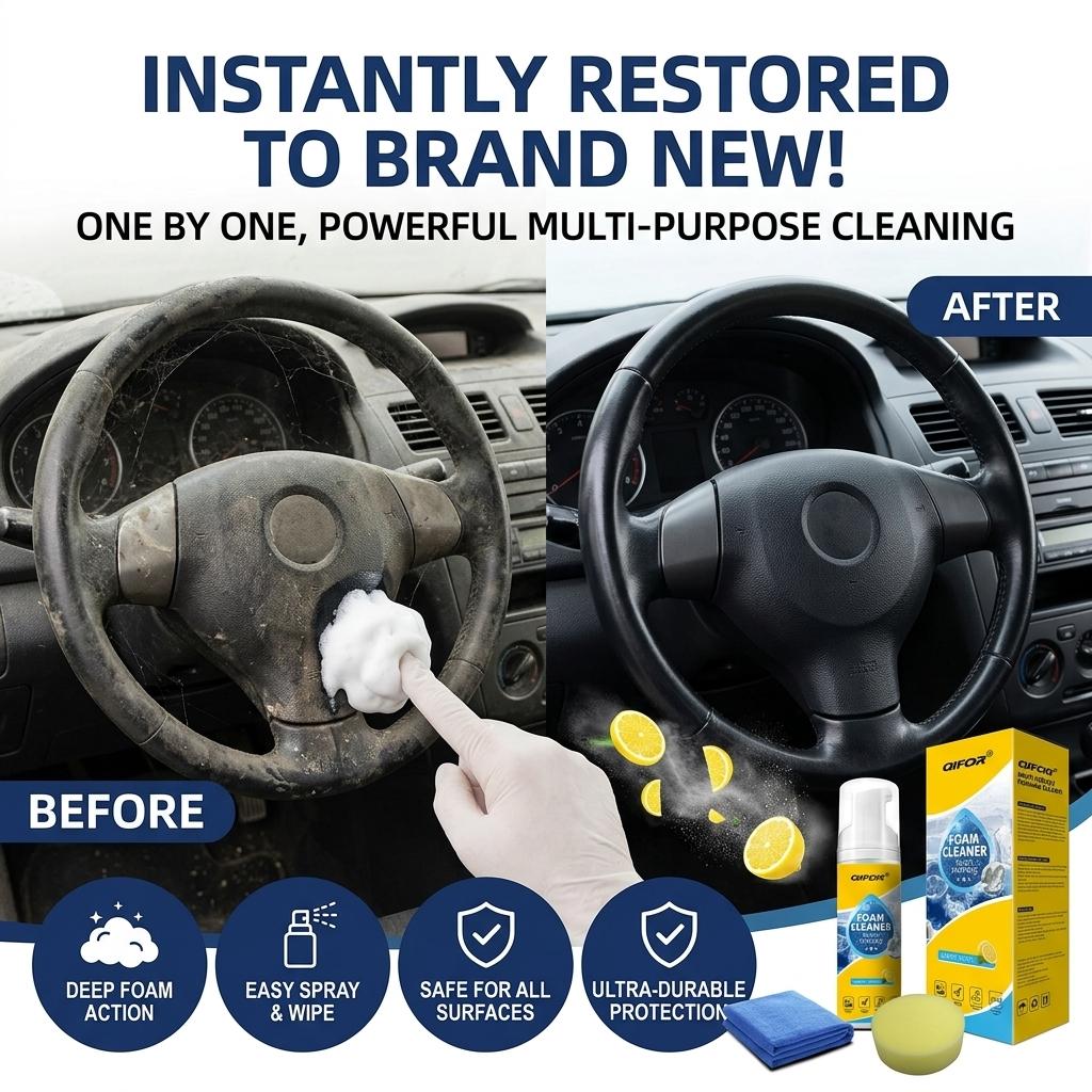The Ultimate 4-in-1 Cleaning Powerhouse!  QIFOR Multi-Enzyme Foam Spray – The Only Cleaner You Need for Cars, Kitchens, Bathrooms, and Sofas. Fast-Acting, Non-Toxic, 2026’s #1 Viral Deep Cleaning Essential., Fast-Action, Multi-Surface #SummerVibes,summerv