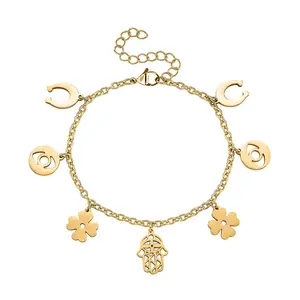 Multiple Symbolic Charms Bracelet in ION Plated Yellow Gold Stainless Steel 7.509.50In Christmas Gifts