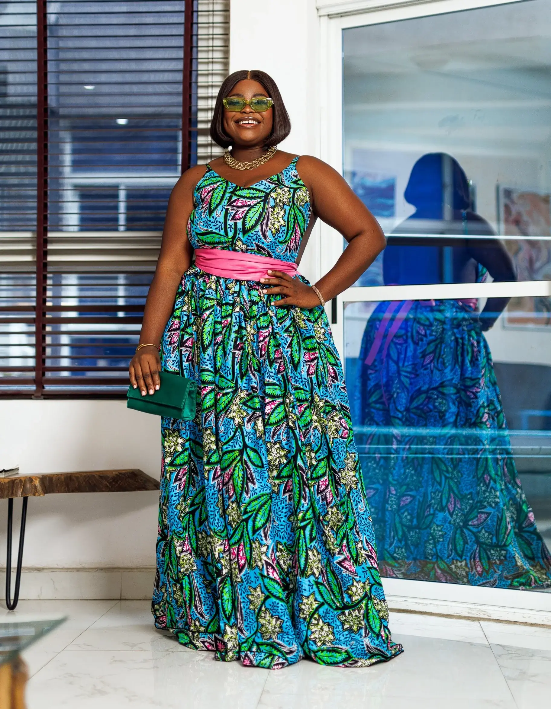Women's Maxi Evening Dress, Elegant Hand-Crafted African Ankara Print with Sleeveless Open-Back for a Dinner Party or Vacation, Sleeveless Open-Back Maxi Evening Dresses, Backless Evening Dresses