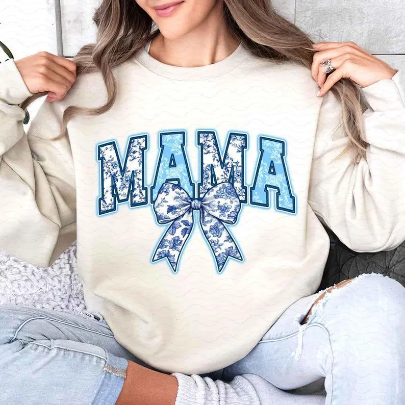 Mama Chinoiserie Coquette Mama Coquette Bow Retro Mama Fall Mama Shirt Mama Varsity T-Shirt Sweatshirt Hoodie