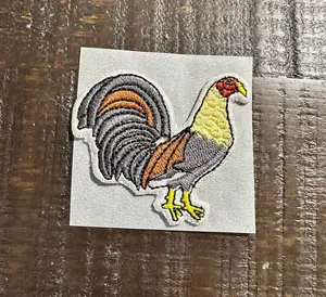 Dark Gray Rooster Embroidered Hat Patch for Clothes