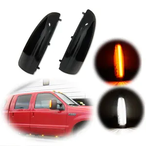 2pcs Smoke Lens White/Amber Switchback LED Side Mirror Lamps For 2003 2004 2005 2006 2007 Ford F250 F350,Replace OEM 5C3Z17682EAA 5C3Z17683EAA FO1320268 FO1321268