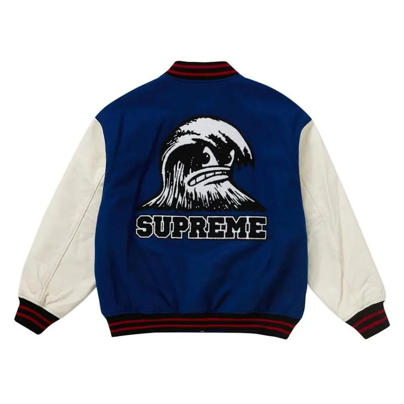 Supreme Men's Wave Varsity Jacket Blue, from StockX