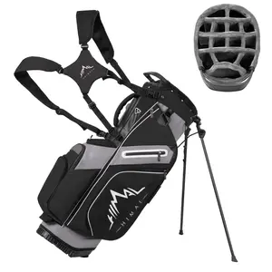 14-Way Golf Stand Bag, Premium Lightweight Golf Bag with Full-Length Dividers, Interchangeable PE-Padded Straps & Stabilizing Kickstand - Plush-Lined Top with Waterproof Cover