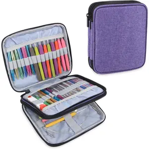 Organizer Case for Interchangeable Circular Knitting Needles, Crochet Hooks and Knitting Accessories, Keep All in Place and Easy to Carry, Purple (No Accessories Included)