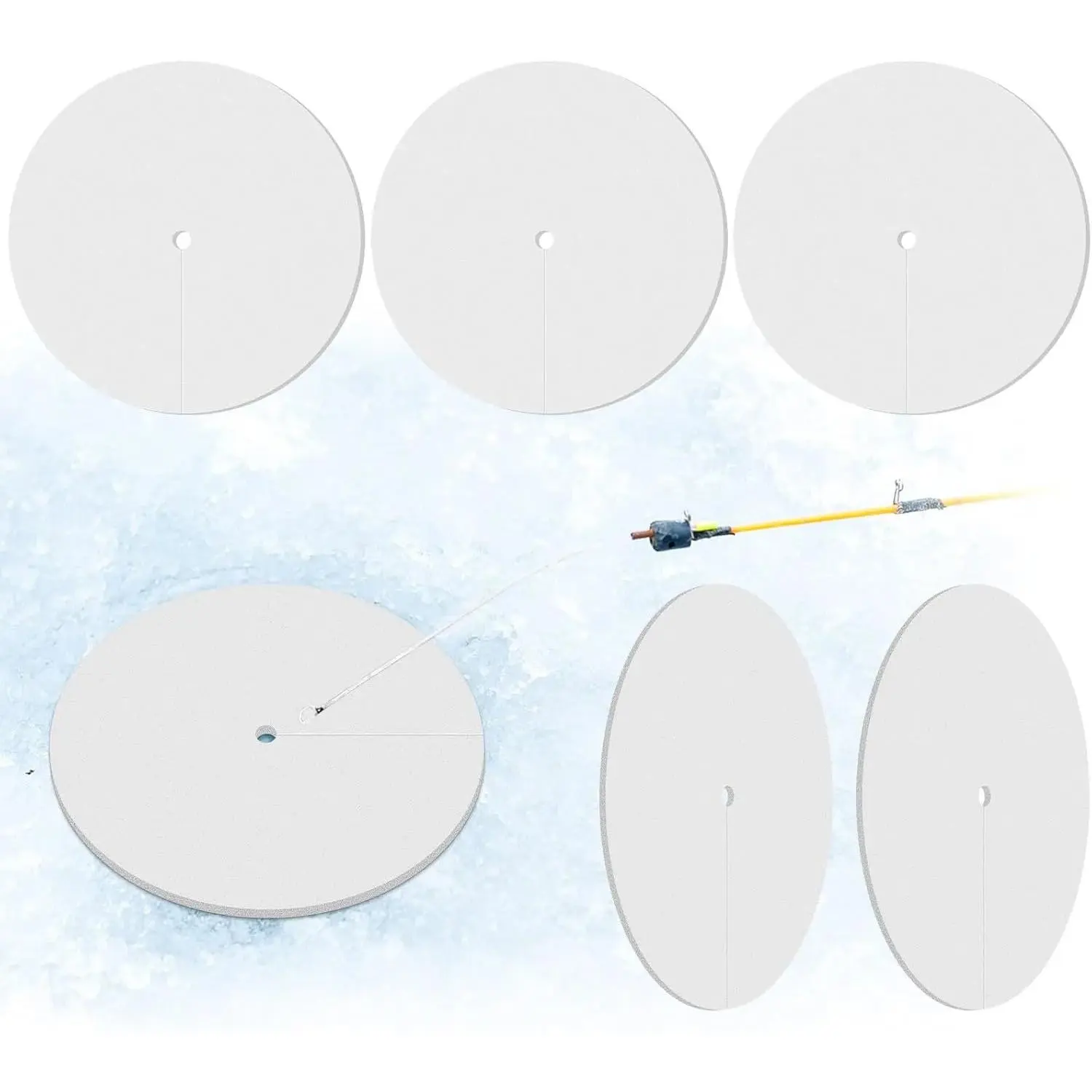 6 Pcs Ice Fishing Hole Covers 12 Inch Insulator Accessories Insulated Ice Tip Ups Hole Cover Lid for Winter Fish Houses Equipment