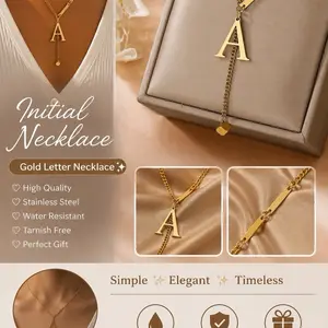 A–Z Gold Initial Letter Necklace for Women – Personalized Alphabet Pendant Chain Gift