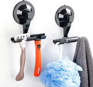 Antimbee 2-Pack Suction Cup Razor Holder - Powerful Bathroom Decor Organizer, No-Damage Wall Hook for Shaver, Towel, Loofah; Easy to Install, Reusable for Bathroom, Kitchen