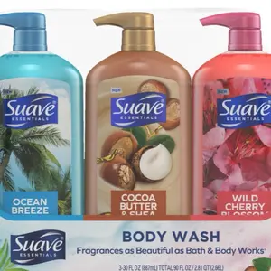 Suave Essentials Gentle Body Wash Variety Pack - 3 Packs of 30 oz Each - Fragrances as Beautiful Cherry Cocoa