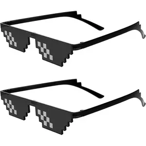 2 Pairs Mosaic Pixel Party Sunglasses, Funny Dress Up Photo Prop Glasses for Women, Men and Kids, Party Event Accessories