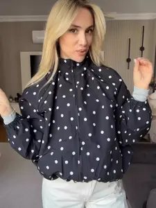 26 Styles European and American Cross-Border Women's Polka Dot Long Sleeve Jacket, Fashionable Outerwear for Daily Wear, Trendy Ladies' Coat