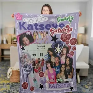 Katseye Beautiful Chaos Tour Blanket Ultra Soft Flannel Fleece Plush Cozy Warm Lightweight HD Print Bedroom Couch Sofa Home Throw Decor Birthday Christmas Gift for Kpop Fans Teens Women Men Girls Aesthetic Merch S