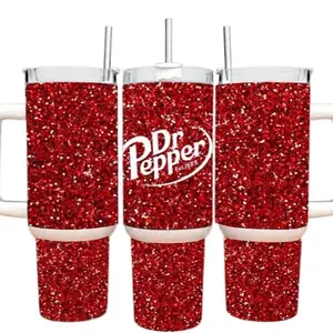 Dr Pepper Tumbler 40oz Stainless Steel Handmade Lid Straw Bottle Drinkware Water Bottles Cup Mug Portable Bottled Washable Reusable Insulated Flasks Travel Horror Halloween Trending