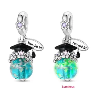 925 Sterling Silver "You did it" Youth Graduate Dangle Charm For Bracelet
