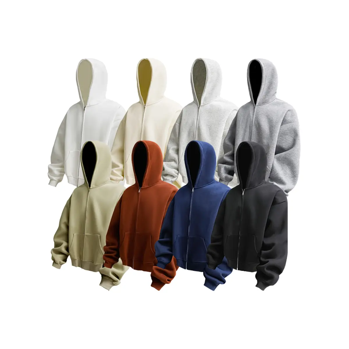 Unisex Hoodie, Solid Color Zip-Up Cardigan Jacket, Fashion Casual Sports Sweatshirt with Pockets, Loose Fit, Multiple Colors, Suitable for Daily Sports