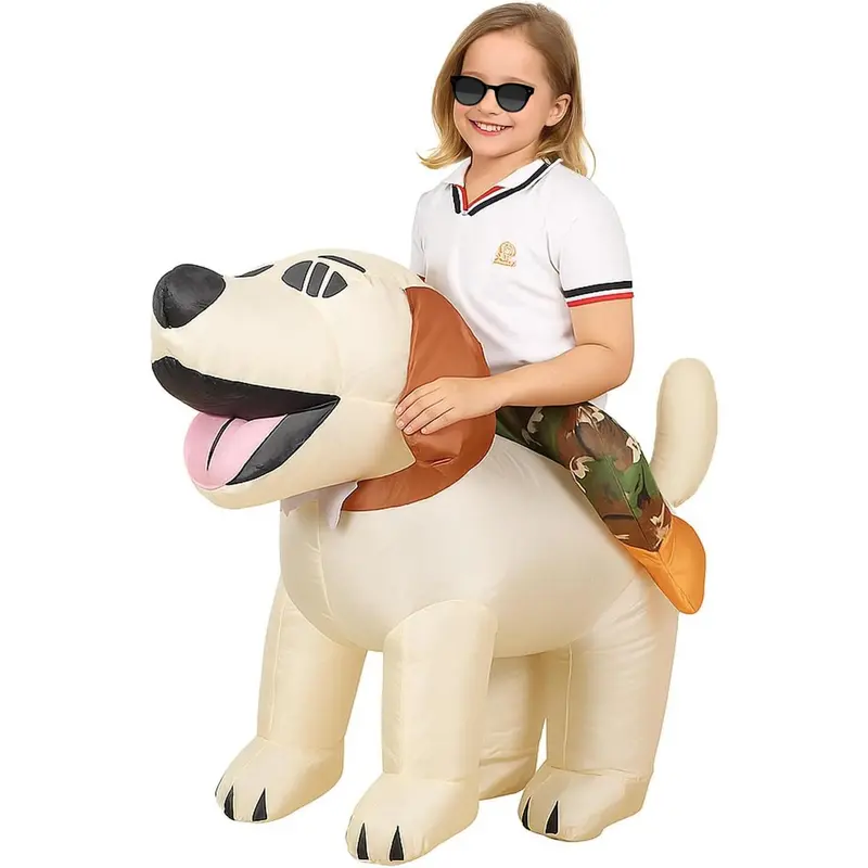 X-CPA18   Dog Inflatable Costume for Kids, Blow Up Dog Halloween Cosplay Costumes, Ride on Party Costume Suit for Girls Boys