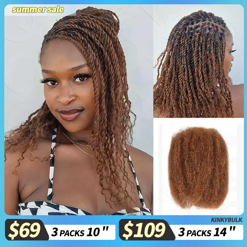 QVR 1 PCS Afro kinky Bulk Hair Extensions For Braiding Dreadlock Human Hair Outdoorfun Lace Closure Wigs Lace Frontal #SummerWins #DealsForYouDays