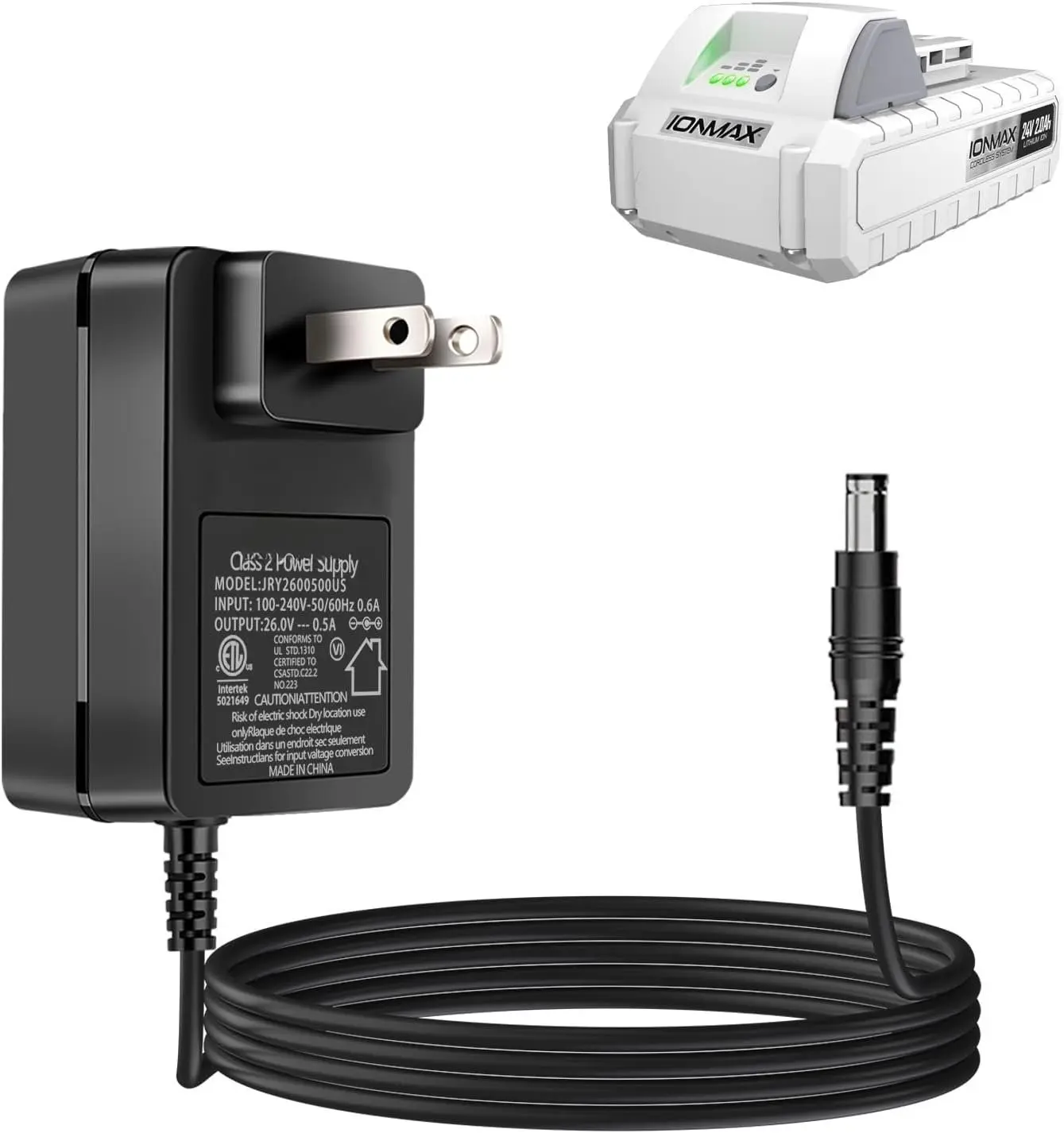 24V Quick Charger Compatible with Snow Joe&Sun Joe 24V Lithium  , 24VCHRG-QC + Charger for Models iBAT24 & 24VBAT Series , iBAT24-LT, iBAT24-XR, 24VBAT-LTE, 24VBAT-XR AC Adapter
