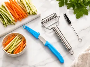 Dual Peeler and Spiralizer Set with Stainless Steel Body for Efficient Vegetable Prep