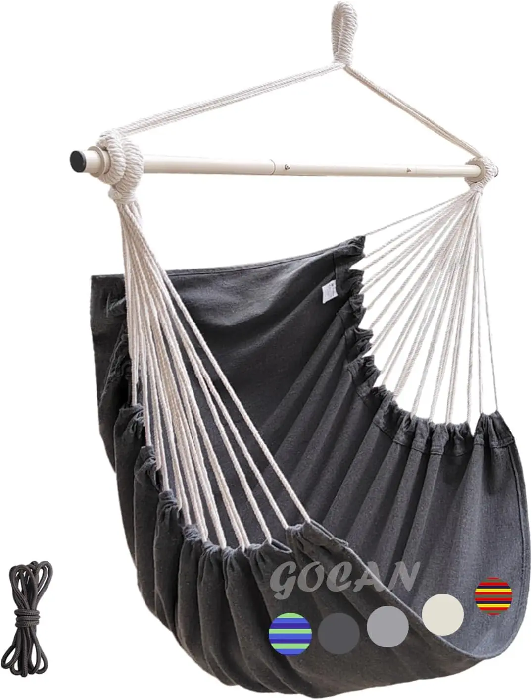 Large Hammock Swing Chair, 39.4 x 53.1in with Metal Spread(Dark Grey)| Load 330lb, Wide Seat Hammock Swing Chair, Suitable for Indoor & Outdoor, Patio & Garden